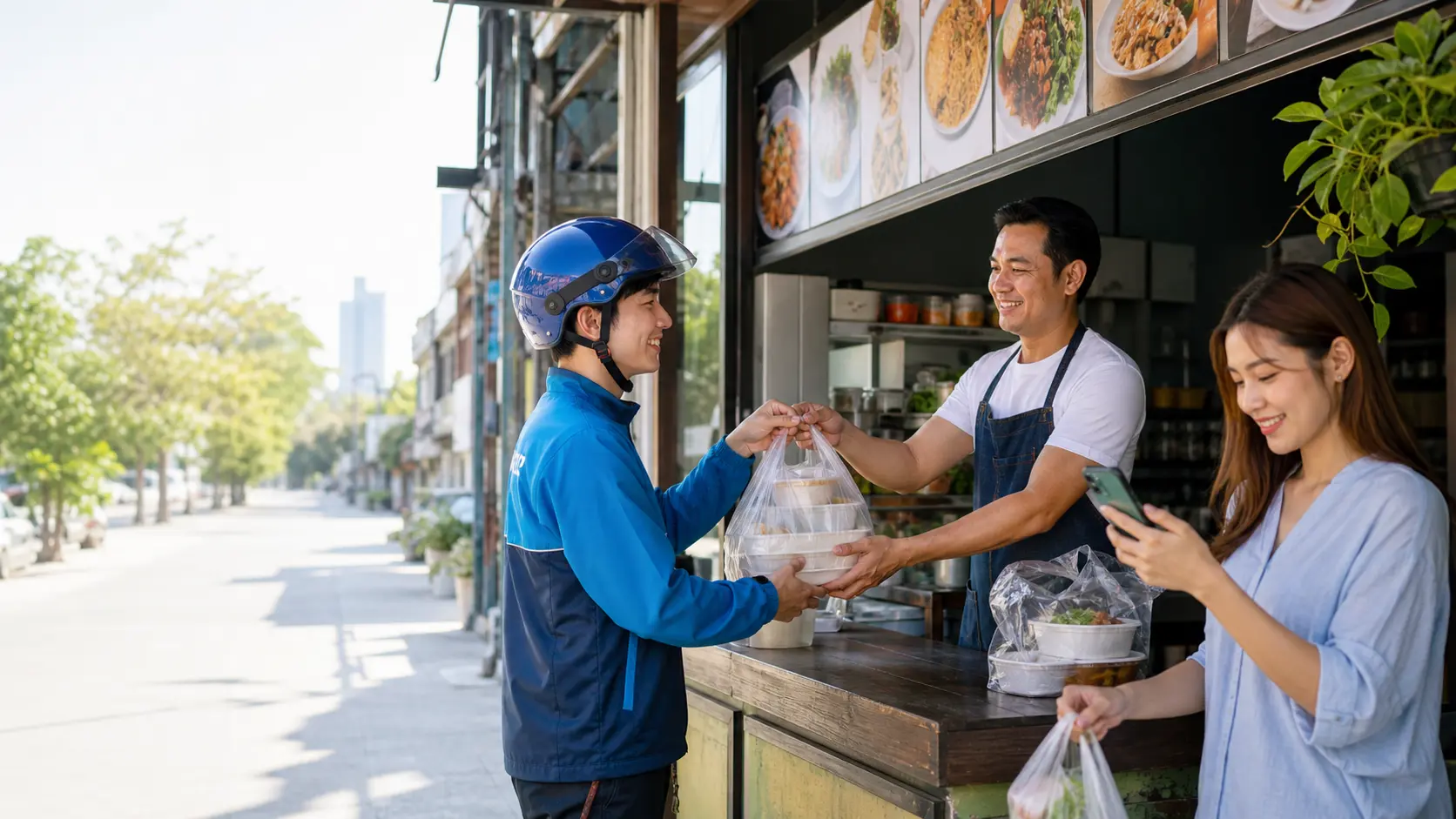 หน้าร้านอาหารที่เข้าร่วม Ninja Delivery Thailand ขายราคาหน้าร้าน
